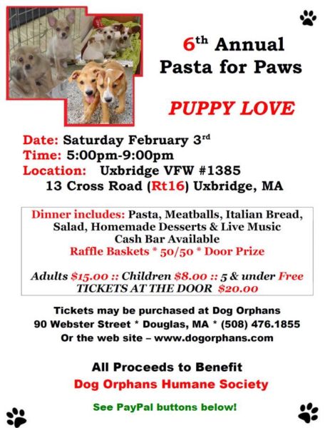 Pasta For Paws Fundraiser @ Uxbridge VFW